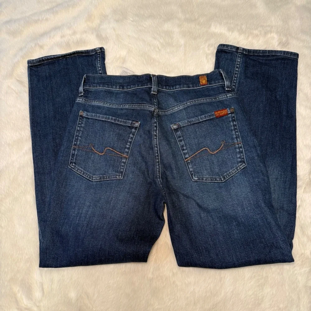 7 For All Mankind Austyn Relaxed Straight Leg Jeans Dark‎ Indigo Blue Size 29